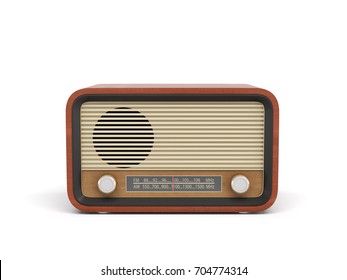 3d rendering of a brown rounded retro style radio receiver with an analogue tuner. Means of communication. Reaching audience. Radio shows. - Powered by Shutterstock