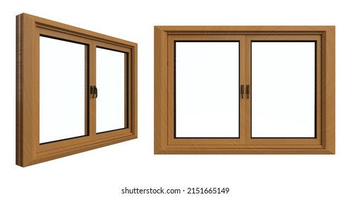 3d Rendering Brown Upvc Window Profile Frame Isolated