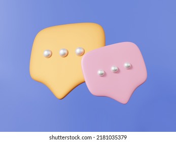 3d rendering bubble chat icon or comment social media online concept. message, sms, communication, communicate digitally on pastel background. minimal cartoon cute smooth