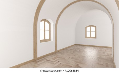 3d Rendering Of Building Interior With A Barrel Vault Ceiling