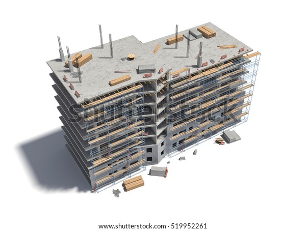 3d Darstellung Eines Im Bau Befindlichen Gebaudes