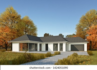 3D rendering of a bungalow house