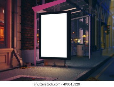 3D Rendering Of Bus Station At Night