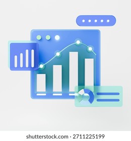 3D rendering of business analytics graph.