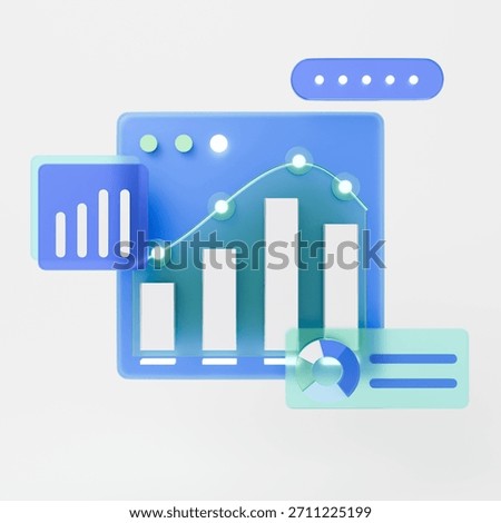 3D rendering of business analytics graph.