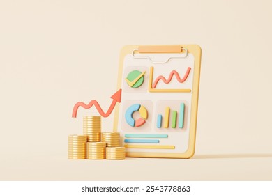 3d rendering business data chart