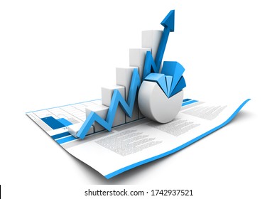 3d Rendering Of Business Growth Graph	