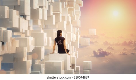 3d Rendering Of A Business Woman Looking To The Future With Hope Sky And Open Space