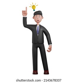 3D Rendering Businessman gets an idea Illustration
