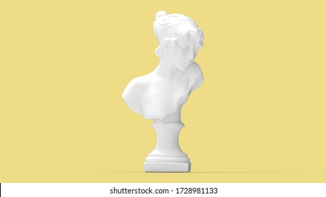 3D Rendering Of A Bust Isolated Woman Statue Old Ancient Studio Background