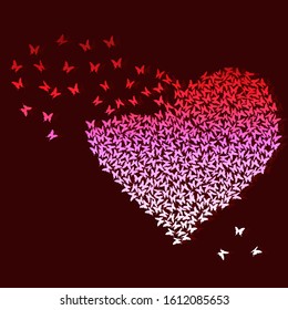 3D Rendering  Butterfly in a heart shape.