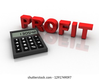 3d rendering Calculator with profit text