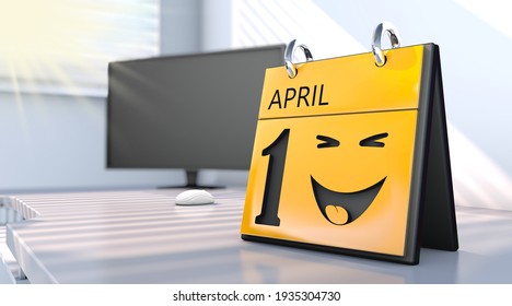 3D rendering of a calendar with the date of April 1st in detail. April fools day. - Powered by Shutterstock