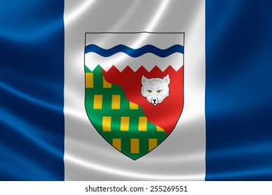 3D Rendering Of The Canadian Territory Flag Of Northwest Territories On Satin Texture.