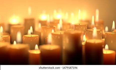 3d Rendering Candles Soft Focus Vigil Mourning Lost Life Sadness Prayers
