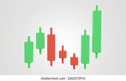 3d Rendering Candlestick Chart, Financial And Stock Markets, Minimal Concept Trading Cryptocurrency, Investment Trading, Exchange, Isometric, Financial, Index, Bullish, Forex.