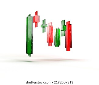 3d Rendering Candlestick Chart, Financial And Stock Markets, Minimal Concept Trading Cryptocurrency, Investment Trading, Exchange, Isometric, Financial, Index, Bullish, Forex.