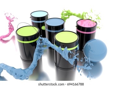 3d Rendering Cans Paint Splash Stock Illustration 694166788 | Shutterstock