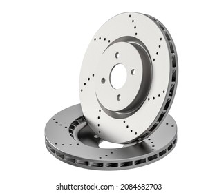 3D rendering of a car brake discs isolated on white background
