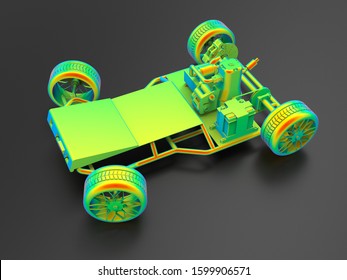 3D rendering - car chassis finite element analysis
