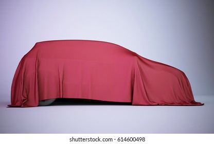 3D rendering car covered with red velvet