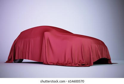 3D Rendering Car Covered With Red Velvet