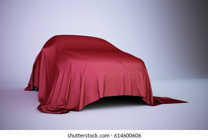 3D Rendering Car Covered With Red Velvet