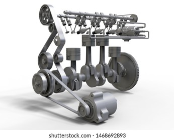 3d Rendering Car Pistons Valves Assembly Stock Illustration 1468692893 ...