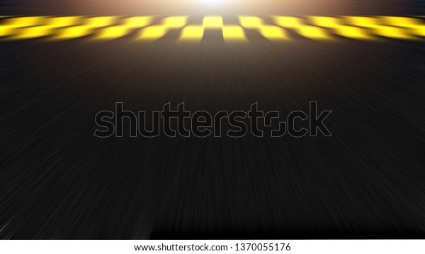 3D Rendering of car racing finish line with shining\
gold flare. Asphalt track with speed blur effect. Concept for\
successful achievement and hard working to complete life or\
business goal.