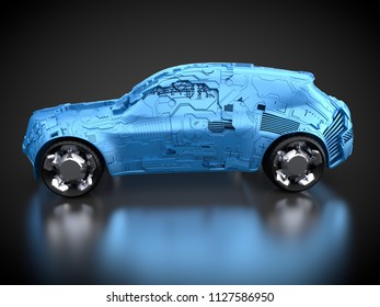 3D rendering: car and technology