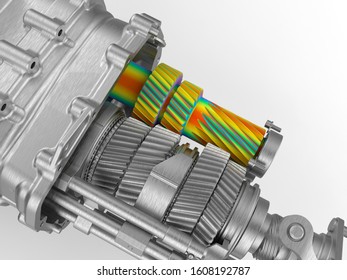 3D rendering - car transmission finite element analysis 