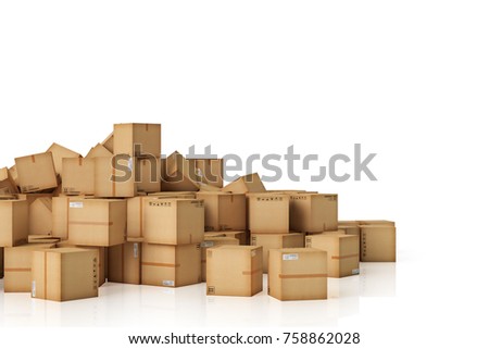 3d rendering a lot of Cardboard boxes background. Moving Transportation and business concept.