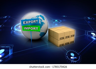 3d rendering Cardboard boxes on wooden pallet