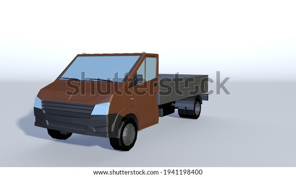 3d rendering cargo flatbed\
truck