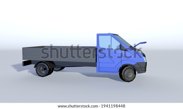 3d rendering cargo flatbed\
truck