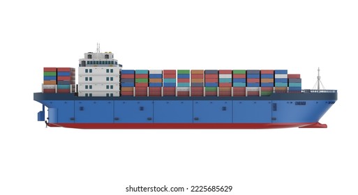 3d rendering cargo ship or vessel with containers isolated on white