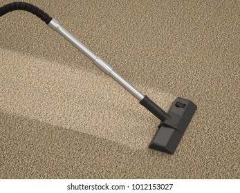 3d Rendering Carpet Sweeper Clean On Brown Carpet