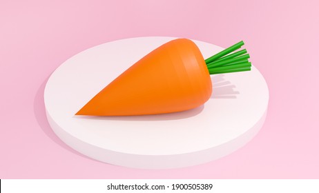 3D rendering of carrot on pink background