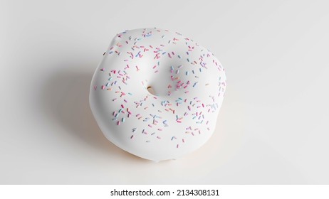 3d Rendering Cartoon Donuts White Background Stock Illustration ...