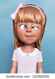 3d Rendering Cartoon Girl Doing Silly Stock Illustration 1327820102