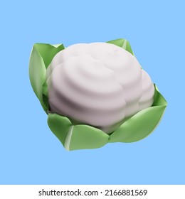 3d Rendering Of Cauliflower Icon Illustration On Blue Background