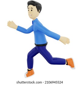 3D rendering character run illustration