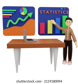 3D rendering of characters presenting data