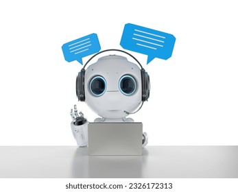 3d rendering chatbot or assistant robot chat with speech bubble