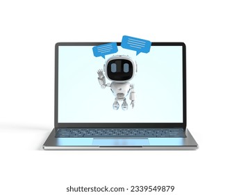 3d rendering chatbot or assistant robot chat with speech bubble