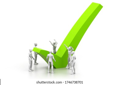 3d rendering of Check mark with people	
