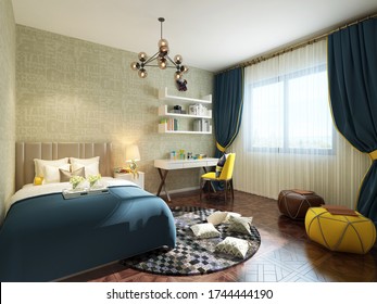 3D rendering children's room, so comfortable.   - Shutterstock ID 1744444190