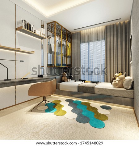 3D rendering children's room, so comfortable.  