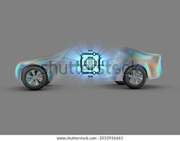 3D rendering:
chip and technology in the
car