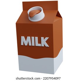 3d Rendering Chocolate Milk Box With Open Lid Isolated